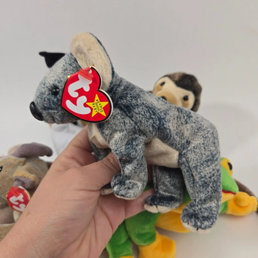 Ty Beanie Babies Lot of 7 Wise Owl Mel Koala Goatee Canyon Smoochy Slowpoke Plus
